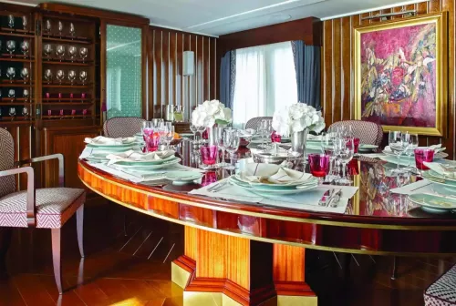 off the hook yachts, superyachts, 1930s yacht, frank sinatra, grace kelly, elizabeth taylor, malahne, celebrity superyacht, interior design, Pendennis, Guy Oliver design, art deco superyacht